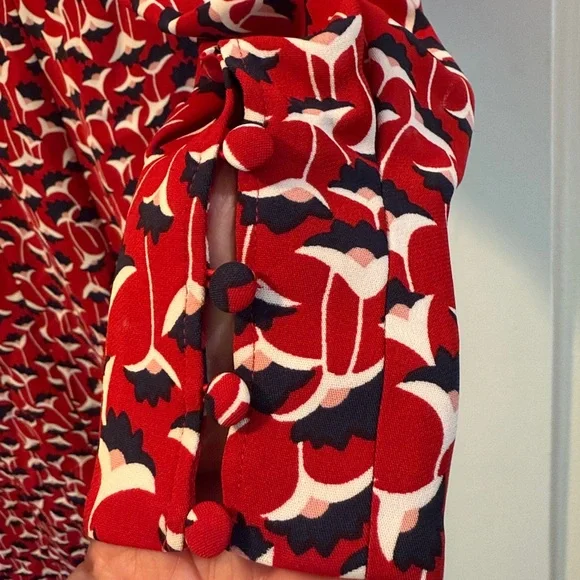 Boden Women's Hannah Sheath Dress in Poinsettia Red Floral V Neck Size 8 - Picture 5 of 8